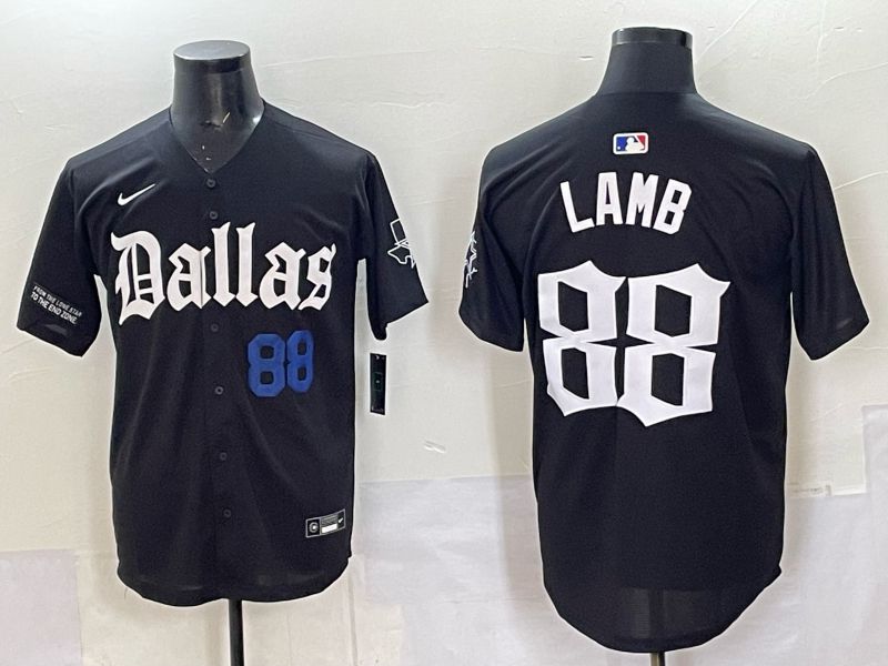Men 2025 Nike Dallas Cowboys #88 Lamb Black 5th generation Joint Name Limited NFL Jersey 07->dallas cowboys->NFL Jersey